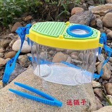 嗨購 戶外兒童昆蟲觀察盒 放大鏡 兒童玩具 探索蝴蝶 捕捉撈魚 探險, 黃綠動植物觀察盒【升, 1個