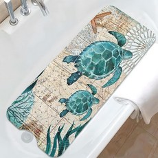 Sea Turtle 스퀘어 미끄럼 방지 샤워 매트 내부 액세서리용 욕실용 귀여운 욕실 바닥 매트 장식 고무 흡입 및 배수 구멍 포함 세탁기 사용 가능 53.3 x 53, B02