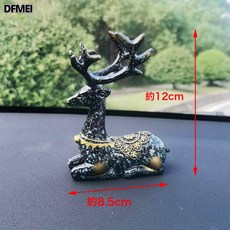 DFMEI 車載擺件汽車內裝飾用品大全中控臺擺件一路平安鹿搖頭小和尚裝飾, 1個, 單個藍鹿+雙面貼:如圖