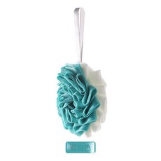 DFMEI 加大洗澡沐浴球泡澡球浴花雙層搓澡搓背起泡洗浴洗澡巾蕾絲沐浴球, 甜甜圈浴花藍白色:80G, 1個