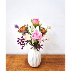 성묘 납골당 봉안당 추모원 꾸미기 핸드메이드 실크플라워 리스9종 미니꽃다발10종 미니화병3종, 1개, 화병 핑크