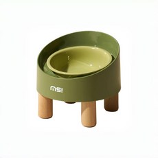 Makesure Pet 【犬貓適用 】 Rolls bowls 陶瓷寵物碗（高腳斜口護頸防打翻防濺出）, 綠色（24H出貨）, 1個
