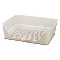 日本 利其爾 圍牆網狀狗便盆 L型防噴尿 公狗專用 狗廁所 Richell, 米白,大【長64.6x寬47.4x高19.3】, 1個