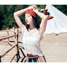 보헤미안 와이드팬츠 여름 휴가 에스닉 시폰 하이웨스트 여성