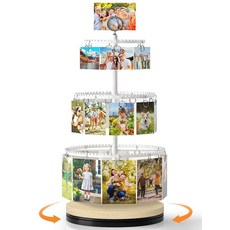 Bikoney 30개의 클립이 있는 디스플레이용 회전 그림 스탠드 3단 머니 트리 기프트 카드 홀더 졸업식 생일 휴일 파티 인사말 및 현금 테이블 탑 장식용 폴라로이, 메탈