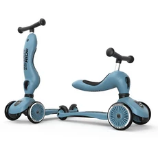 SCOOT AND RIDE Highwaykick 1 桃色 兒童滑板車 兩用滑步車，安全耐用，輕鬆轉換模式, 岩石藍 Steel, 1個