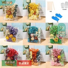 A11 乾花/永生花材料包 DIY乾燥花/壓花/花藝裝飾材料，適用於香薰蠟燭, 8色各一袋+工具套裝