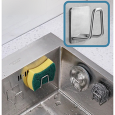 초이템 3M 접착식 수세미 후크 거치대, 1개, SiLVER