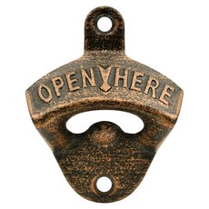 Luwanburg 50피스 병따개 벽 마운트 벌크 맥주 오프너 블랙 주철 나무 보드 포스트 테이블용, 앤티크 골드, 1