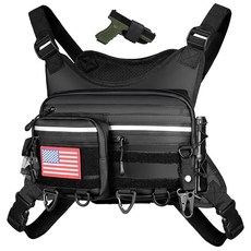 (100% 미국 정식 수입) PLUSINNO 남성 및 여성용 체스트 백 스포츠용 리그 전술 조끼 러닝 폰 홀더 하이킹 달리기 오토바이 운동을 위한 EDC 여행용 팩