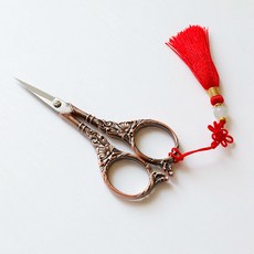 빈티지 공예 작은 가위 실밥 가위 십자수 가위 핸드메이드 diy 자수 가위 합금 자수 가위 뾰족 실밥 가위, 릴리레드구리+[술보내기], 1개
