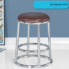 오락실의자 높은 원형스툴 원형 스툴 보조의자 보조 키다리, 1개, L. 55cm 브라운 전기 도금