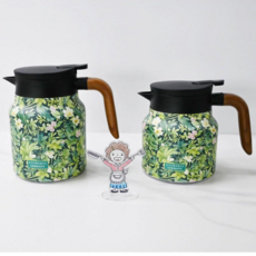 보온 보냉 물병 티주전자 316 스텐 티팟 주전자 800ML, 1개, 그린화이트꽃