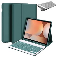 갤럭시탭S10 플러스 12.4인치 호환 블루투스 무선 키보드 케이스 북커버 S펜슬 수납 S10+ 케이스나라 삼성 갤탭 SM-X820N X826N, 그린, 1개