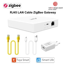 LoraTap Tuya ZigBee 3.0 관형 모터 용 EU 이중 커튼 스위치 Google 홈 Alexa 음성 제어 DIY와 함께 작동, 01 RJ45 ZigBee Hub, 04 RJ45 ZigBee Hub