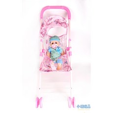 小胡玩具 推車音樂娃娃 IC奶嘴娃 鐵製推車 洋娃娃推車 娃娃家家酒 推車玩具 兒童玩具, 1個, 男生款