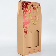 와인 포장박스 50개 2구 1구 50개입 디자인 박스, 1개, 레더브라운 페이퍼그레이프위스테리아 2병 세트