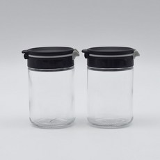 소금통 시노글라스 듀얼스파이스 유리 양념병 블랙 200ml 2P, 본상품