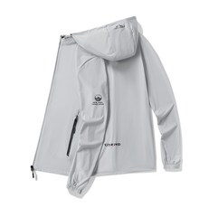 ever yours 男士夏季防風外套 戶外 Coolmax 運動風衣 輕量登山防風外套 連帽可拆卸 深藍色 淺灰色