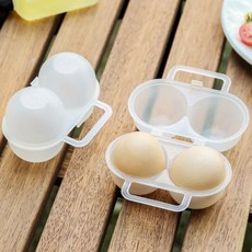 커플캠퍼 아침식사용 달걀보관 2구 케이스 2개세트 아웃도어 초보캠퍼 계란케이스 egg, 1개, 반투명