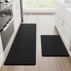 스텝라이트 주방 매트 2PCS 러그 바닥용 쿠션형 피로 방지 미끄럼 스탠딩 책상 주방 바닥 사무실용 방수 러그 세트 17.3"x30"+17.3"x47" 블랙, Black, 7 20" x 32"+20" x 48"-0.47 inc
