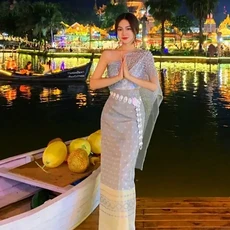 태국 미얀마 여성 다이 의상 민족 공연 무용 전통 스타일 드레스, 01 one size, 02 23