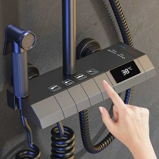스마트샤워기 샤워기세트 샤워헤드 인테리어샤워기 수전용품 홈 모든 온도디스플레이 샤워 샤워기헤드 욕실 샤워, 1개, 4종 블랙 (피아노)