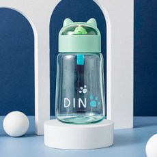 LOVE DANDLE 丹丹悅生活 創意小動物造型隨手杯 彈跳吸管兒童水壺 330ml, 1個, 萌寵水杯-恐龍(綠)330ml(無吸管)