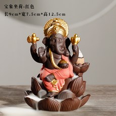 紫砂東南亞風格寶象蓮花倒流香爐擺件, 寶象坐蓮紅色