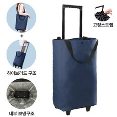 온픽스 휴대용 접이식 장바구니 쇼핑카트 캐리어 슬림형, 1개, 데일리 네이비