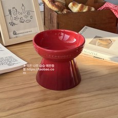고양이수반 대형견밥그릇 강아지, 캔과 스푼 포함, 1개, 높은 다리 블랙레드