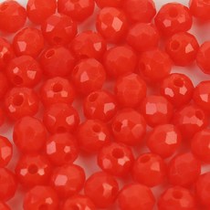 크리스탈 유리 론델컷 론델 비즈 3mm 불투명, 1세트, F0345. 레드오렌지