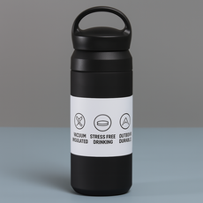 레디박스 손잡이 스탠 텀블러 진공 보온 보냉 이중컵 캠핑용 물병 아이스 워터보틀, 1개, 350ml, 블랙