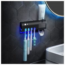 태양광충전 모션감지 무선 칫솔살균기(블랙+홀더W)