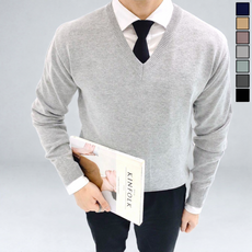 이브 남성용 봄 가을 캐시미어 오버핏 브이넥 니트 빅사이즈 (1331-1)