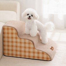 강아지 계단 세탁 쉬운 탈부착 커버 미끄럼방지 슬개골보호 브라운