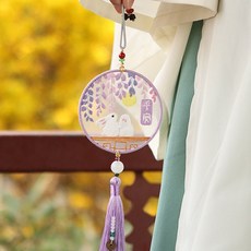 熱銷 刺繡手工diy材料包 自繡製作平安福禦守書簽掛件雙麵繡蘇繡送男友禮物, 【花月平安】送繡繃+禮盒 【需自己縫製】, 1個