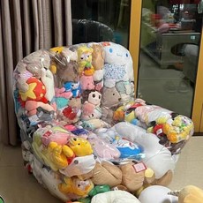 긍야네 투명인형쇼파 투명인형소파 1인용 에어빈백, 392 끈 인형 커버 90x85cm