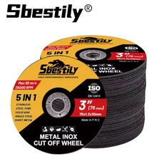 Sbestily 3인치 메탈 컷팅 휠 초박형 1.2mm 메탈 절단 숫돌 스테인리스 철판 파이프 앵글 절단용 그라인더 날, 10개