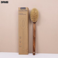 DFMEI Maximilian木質按摩沐浴刷乾溼搓澡刷搓背身體刷, 1個, 1個裝, 復古橢圓長柄洗澡刷:如圖