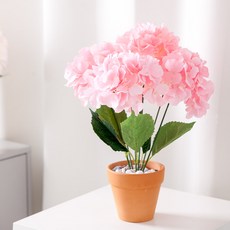 수국 조화 화분 set 40cm (DIY) 9컬러 인테리어 꽃 테이블 장식 소품 꾸미기, 다크블루, 1개