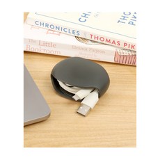 3coins 半自動集線器 矽膠捲線器 線材收納, 1個, 集線器黑色