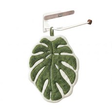 KOLKO 浴室綠植擦手巾 葉子造型 珊瑚絨材質 22cm x 29cm, 龜背竹擦手巾, 1個