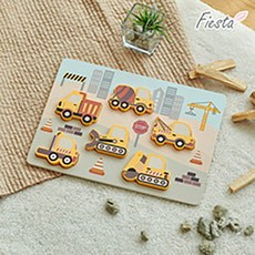 피에스타 원목 중장비 퍼즐 원목퍼즐 자동차퍼즐, 6피스, 1개