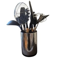 나와지 360 회전 주방 도구 홀더 국자 숟가락 스틸 수납 조리 주걱 브러시 믹서용 스테인리스 정리함 공간이 포크 3개의 초대형 세트 있는