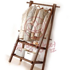 혜명상점 옷걸이 2단 선반 100cm 월넛 행거 드레스룸 라이프 스텐드 모자 가방 걸이
