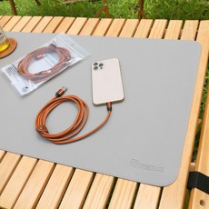 레더스 캠핑 테이블매트 가죽 방수 롤테이블보, 그레이