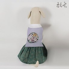 金青銅寵物GW009薰衣草圓形花朵印花小狗貓寵物狗韓服, GW009 薰衣草圓形印花