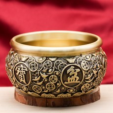 黃銅五路財神聚寶盆香爐家用聚寶盆辦公室桌面招財裝飾銅擺件10口徑復古錢幣聚寶盆默認顏色, 10口徑復古錢幣聚寶盆