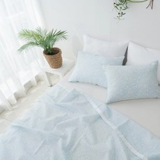 쿨이불 여름 홑겹 냉감 침구 세트 싱글용 시원한 베개커버 포함, 상세페이지 참조, 이불+토퍼 세트